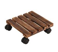 SENRISE Support de plantes carré en bois de 30 cm, capacité de 60 kg, pot de fleurs mobile pour intérieur et extérieur avec roulettes pour jardin, terrasse, maison