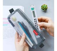 SENRISE Trousse à Crayons en Maille avec Fermeture éclair, Grande capacité - Pochette Grise pour Papeterie, Articles de Maquillage (1 pièce)