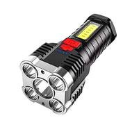 SENRN 5 Beads COB Explosion Proof Flashlight Torch Side Light Long Range Home Outdoor USB Rechargeable (Black)