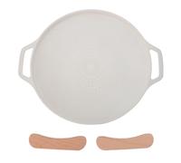 Senrusa Korean BBQ Grill Pan Anti Stick Versatile Aluminum Stovetop Grill Plate with Handles for Indoor Outdoor Grilling (White)