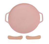 Senrusa Korean BBQ Grill Pan Anti Stick Versatile Aluminum Stovetop Grill Plate with Handles for Indoor Outdoor Grilling (Pink)