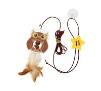 Senrusa Retractable Cat Feather Toy 6.6ft Long Elastic Cord Catnip Included Bright Colors Hanging Door Cat Toy for Wall Door