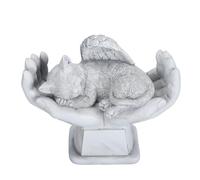 Senrusa Statue commémorative pour Animaux de Compagnie, décoration de Jardin extérieur, Ornement, Ange avec Les Mains de Dieu, Pierre tombale (Chat)