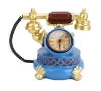 Senrusa Vintage Telephone Model Resin Elegant Retro Desktop Clock Home Decor for Family Office Kitchen