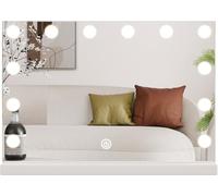 SensaHome Miroir de Maquillage Pro - Miroir de Maquillage Hollywood avec 12 Lampes LED Dimmables, 3 Modes d'Éclairage, 46x58 cm - Blanc