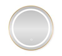 SensaHome Miroir de Salle de Bain Rond à LED - Miroir Mural avec Éclairage Réglable - Cadre en Métal - 2700K/4500K/6400K - 70 cm - Doré