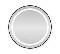 SensaHome Miroir de Salle de Bain Rond à LED - Miroir Mural avec Éclairage Réglable - Cadre en Métal - 2700K/4500K/6400K - 80 cm - Noir