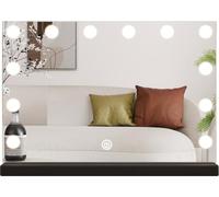 SensaHome Vanity Mirror Pro - Miroir de Maquillage Hollywood avec 12 Lampes LED à intensité Variable, 3 Modes d'éclairage, 60x40 cm - Noir
