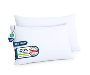 Sensalou Housse d’Oreiller Imperméable 40x60 cm - Taie Étanche Respirante et Silencieuse - Protection Anti-Acariens Hypoallergénique - Fermeture Éclair - Housse Lavable Douce et Durable