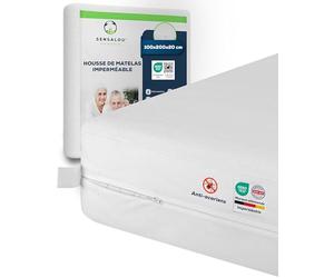 Sensalou Protège-Matelas 100 x 200 x 20 cm Étanche et Anti Acariens comme Encasement Contre Punaises de Lit, Housse Silencieuse pour Allergiques, Surface Éponge Confort, avec Zip Long