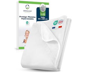 Sensalou Protège-Matelas 80x180 cm Imperméable - Alèse Lit Jeunesse Respirante, Lavable à 95 °C, Housse Anti-Accident Silencieuse, Couvre-Matelas Anti-Taches pour Matelas Jusqu’à 30 cm