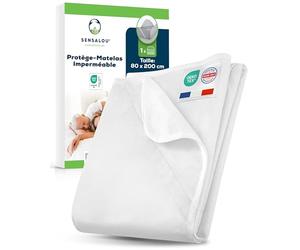 Sensalou Protège-Matelas 80x200 cm Imperméable - Alèse Couvre-Matelas Lit Enfant Respirant Lavable à 95 °C, Protection Anti-Fuite et Anti-Acariens, Convient Jusqu’à 30 cm de Hauteur