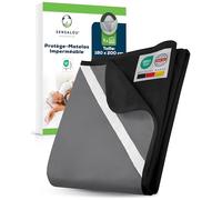 Sensalou Protège-Matelas Imperméable 180x200 cm - Alèse Respirante Noire | Éponge de coton douce, membrane silencieuse, coins élastiques pour matelas 30 cm, lavable à 95°C, certifié Ökotex