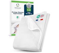 Sensalou - Protège-matelas imperméable 50 x 90 cm - Housse de matelas pour petits lits d'appoint pour bébé - Protection imperméable contre l'humidité, certifiée Oeko-TEX, lavable
