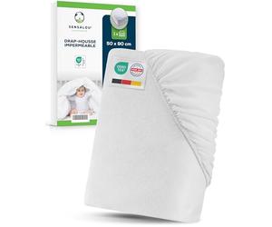Sensalou Protège-Matelas Imperméable 50x90 cm pour Bébés - Drap-Housse Résistant à l’Eau pour Berceau - Alèse Respirante Lavable à 95°C - Housse de Matelas Douce et Sûre