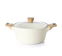 SENSARTE Casserole antiadhésive en céramique avec couvercle, pot à pâtes | Casserole à spaghetti, casserole non toxique, saine, casserole de cuisson, casserole à ragoût, compatible induction