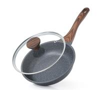 SENSARTE Poêle 24 cm avec Couvercle, Revêtement Granit Antiadhésif, Compatible Induction, Manche Restant Froid, Lavable au Lave-Vaisselle - Réussissez vos Oeufs au Plat & Steaks Saignants