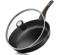 SENSARTE Poêle 28 cm avec Couvercle, Anti-adhésif Sans PFOA, Compatible Induction, Manche Restant Froid, Lavable au Lave-Vaisselle - Réussissez vos Oeufs au Plat & Steaks Saignants