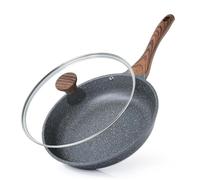 SENSARTE Poêle 28 cm avec Couvercle, Revêtement Granit Antiadhésif, Compatible Induction, Manche Restant Froid, Lavable au Lave-Vaisselle - Réussissez vos Oeufs au Plat & Steaks Saignants