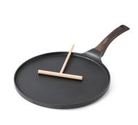 SENSARTE Poêle à Crêpes 26 cm avec Revêtement Antiadhésif en Granit Suisse - Compatible Induction - Crêpière avec Répartisseur de Pâte - Poignée Confortable et Ergonomique