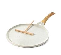 SENSARTE Poêle à Crêpes 30 cm avec Revêtement Antiadhésif en Céramique Naturelle - Compatible Induction - Crêpière avec Répartisseur de Pâte - Poignée Confortable et Ergonomique