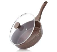 SENSARTE Poêle à frire profonde antiadhésive 28cm, Induction, Poêle en Pierre avec revêtement en granit suisse, Poêle sauteuse avec couvercle, Poignée ergonomique, Cuisson saine