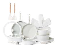 SENSARTE Set de Casseroles et Poêles 24 Pièces - Revêtement Granit Antiadhésif Sans PFOA - Batterie de Cuisine pour Induction/Gaz, Poignées Amovibles, Empilable et Lavable Lave-Vaisselle