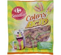 SENSATION - Bonbons Colors'Acid CARREFOUR | Saveurs acidulées et croquantes | Idéal pour les gourmands | le paquet de 200g | LOT DE 4
