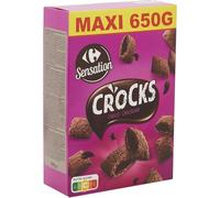 SENSATION - Céréales Tout Chocolat CARREFOUR | Savoureux mélange gourmand | Idéal pour un petit-déjeuner onctueux | la boite de 650g | LOT DE 3