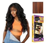 Sensationnel Butta Lace 90Sbangs Perruque sans colle avec raie de cheveux synthétiques pré-épilées et raie profonde (BALAYAGECOPPER)