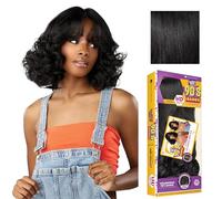 Sensationnel Butta Lace 90Sbangs Perruque synthétique pré-épilée sans colle avec raie profonde Noir de jais