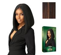 Sensationnel Chicbob Lace Frontwig - Perruque synthétique pré-épilée avec 8 visages - Sans colle - Raie de 12,7 cm de profondeur - Brun chocolat
