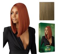 Sensationnel Chicbob Lace Frontwig - Perruque synthétique pré-épilée sans colle - 12,7 cm de profondeur - Marron clair