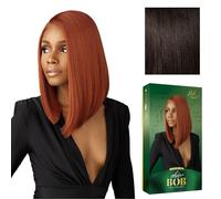 Sensationnel Chicbob Lace Frontwig - Perruque synthétique pré-épilée sans colle - 12,7 cm de profondeur - Marron foncé