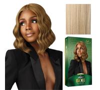 Sensationnel Chicbob Lace Frontwig - Perruque synthétique pré-épilée sans colle avec 2 faces de 12,7 cm de profondeur - Blond beige