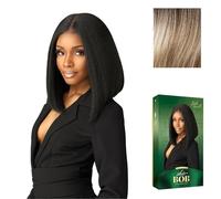 Sensationnel Chicbob Lace Frontwig - Perruque synthétique pré-épilée sans colle - Sans colle - 12,7 cm de profondeur - Blond bordeaux