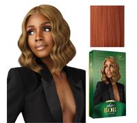 Sensationnel Chicbob Lace Frontwig - Perruque synthétique pré-épilée sans colle - Sans colle - 12,7 cm de profondeur - Chocolat