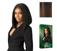 Sensationnel Chicbob Lob-Unit 8 - Perruque sans colle - 12,7 cm - Partie profonde - Synthétique pré-écrasé - Noisette balayage