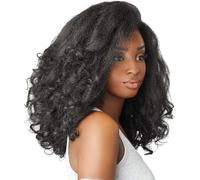 Sensationnel Curls Kinks and Co Rain Maker Demi Perruque avec Cordon de Serrage Cheveux Naturels Ondulés 3C à 4C (1B Noir Off)