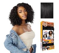 Sensationnel Curls Kinkyedges Perruque Kinkyedges - Cheveux crépus bouclés avec partie en Y 35,6 cm - Texture crépue naturelle pour textures de cheveux naturels 3C à 4C (1 noir de jais)