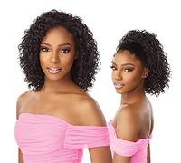 Sensationnel Demi-perruque à tissage instantané - Perruque synthétique Blendwig 14 avec cordon de serrage réglable pour un mélange de cheveux sans couture (4 MEDBROWN)