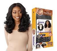 Sensationnel Perruque bou Kinkyedges Kinkyedges - Cheveux ondulés - 45,7 cm - 33 x 15,2 cm - Dentelle frontale - Naissance des cheveux naturels 3C à 4C - Brun foncé