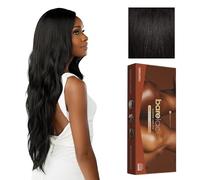 Sensationnel Perruque de cheveux humains sans colle 180 degrés pré-épilée 1B Noir cassé