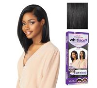 Sensationnel What Lace Perruque 33 x 15 cm - Dentelle frontale synthétique sans colle nouée à la main avec densité naturelle pré-épilée (1 noir de jais)