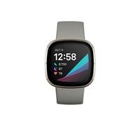 Fitbit Montre connectée Sense – inox argent, bracelet silicone gris-sage S/L, Wi‑Fi/NFC/Bluetooth