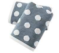 sense gnosis Lot de 2 essuie-mains 100 % coton super doux et absorbants, jacquard à chevrons rayés Pattren, pour salle de bain, hôtel, douche (bleu marine)
