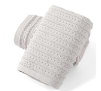 sense gnosis Lot de 2 serviettes à main gaufrées super douces 100 % coton avec motif à rayures éponge ultra absorbantes pour salle de bain, 33 x 73 cm, gris clair