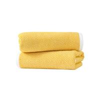 sense gnosis Lot de 2 serviettes de bain en tissu éponge 100 % coton absorbant, super doux, pour salle de bain, salle de sport, camping - Jacquard rayé jaune