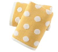 sense gnosis Lot de 2 serviettes de bain en tissu éponge 100 % coton absorbant, super doux pour salle de bain, salle de sport, camping - Motif jacquard rayé à pois - Jaune