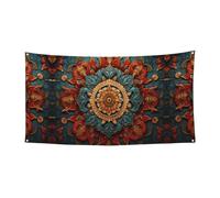 Sense of History Couronne imprimée Drapeau à suspendre - 177,8 x 88,9 cm - Bannière de fête de vacances de Noël - 180 x 90 cm